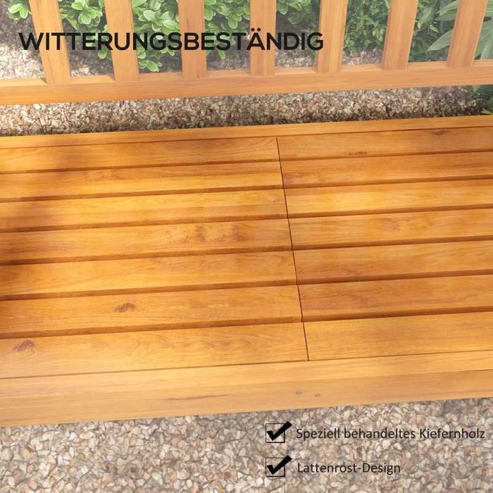 Outsunny Градинска дървена пейка, Сгъваема маса