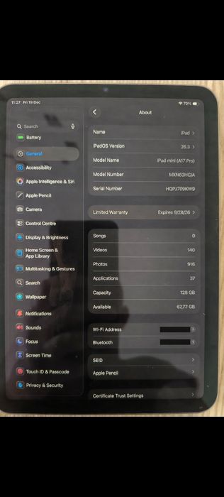 Ipad mini 7 + Apple pencil (USB-C) + Apple Smart Folio
