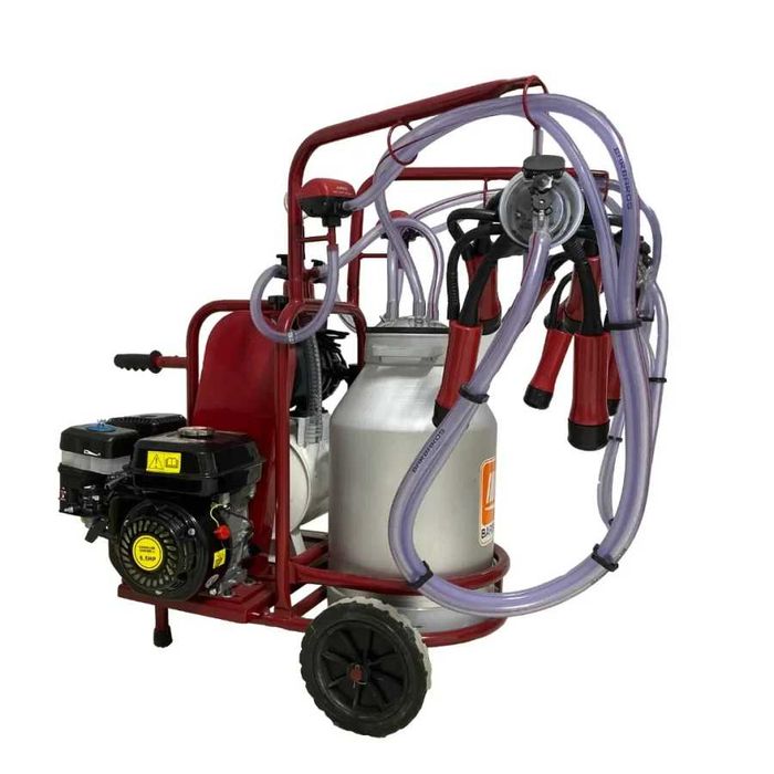 Aparat de muls vaci 2 posturi, 1bidon 40L inox, pahare inox, 250l/min, 0,55kW si motor termic Garantie 24 luni Livrare rapida NOU
