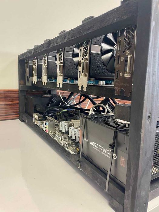 MINING Rig с 6 БРОЯ - RX580 8GB Sapphire Nitro/192 mh/KATO НОВ/