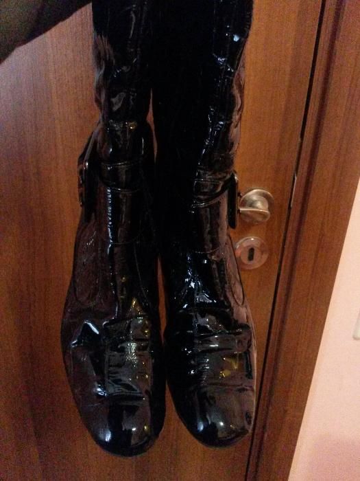 Дамски Ботуши Естествен лак, черни 37, Германия, РАЗПРОДАЖБА