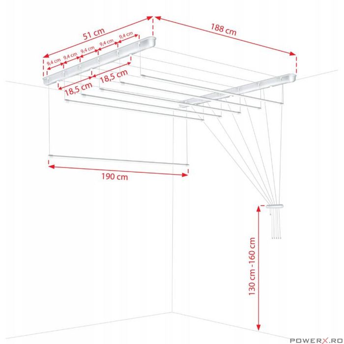 Uscator rufe de tavan 6x190 cm Sepio