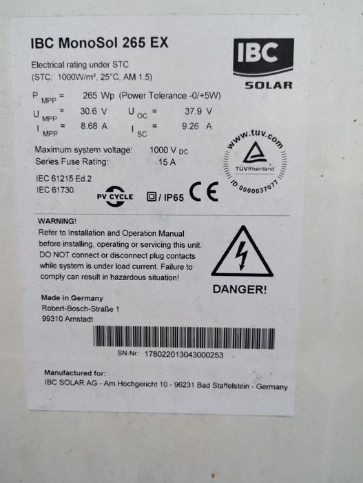 Panouri Fotovoltaice 265 wati
