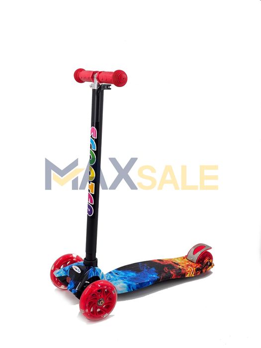 Детска тротинетка 3 светещи колела огън и вода скутер колело триколка