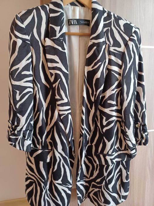 Sacou Zara Alb/Negru