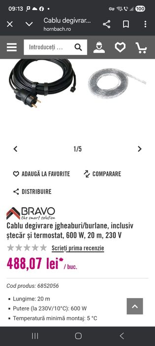 Cablu degivrare 20 m