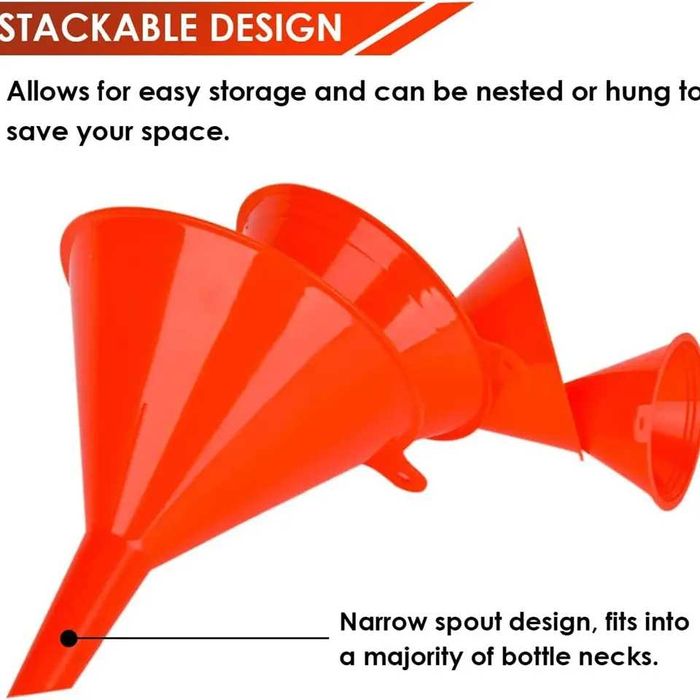 Комплект 4 броя пластмасови фунии - различни размери за течности