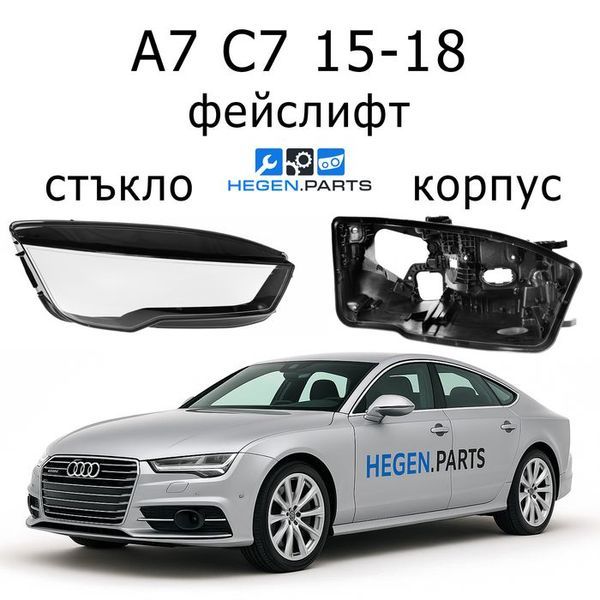 Стъкла и корпуси за фарове AUDI A7 C7 (2015-2018) фейслифт | АУДИ, А7, Ц7, стъкло, капаци, капак, фар, корпус