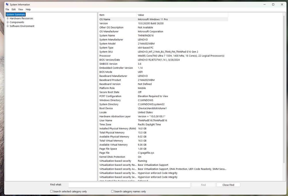 Lenovo ThinkPad E16 G4, 16'inch, ICU7, 16GB RAM 1TB SSD