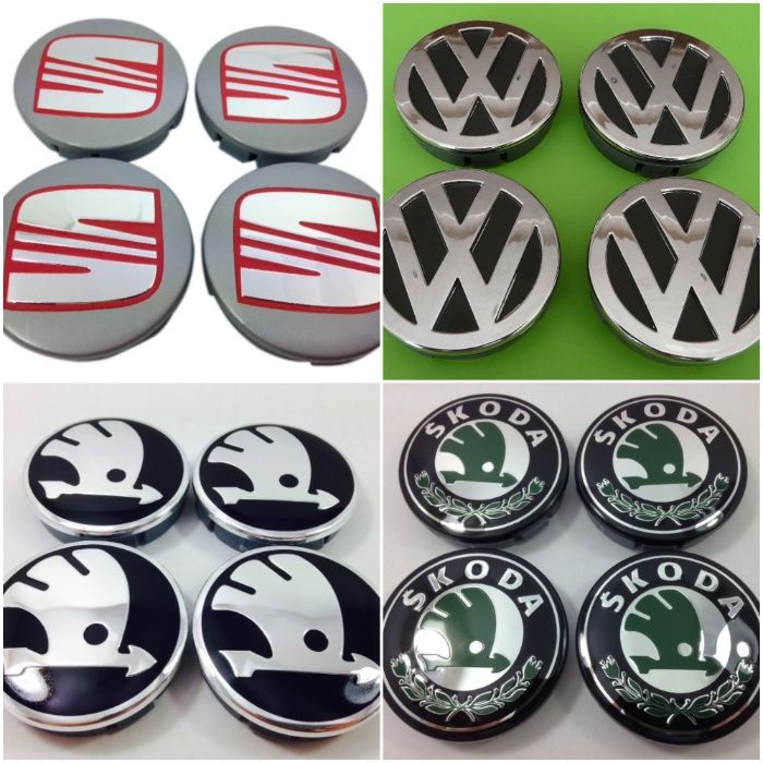 Капачки за джанти метални VW SKODA SEAT 60/55мм 4бр. Сеат Шкода