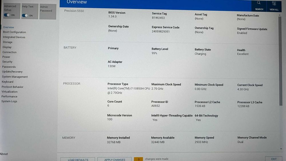 Dell Precision 5550 I7-10850H/32Gb/512GB Quadro T2000 гаранция 09.25