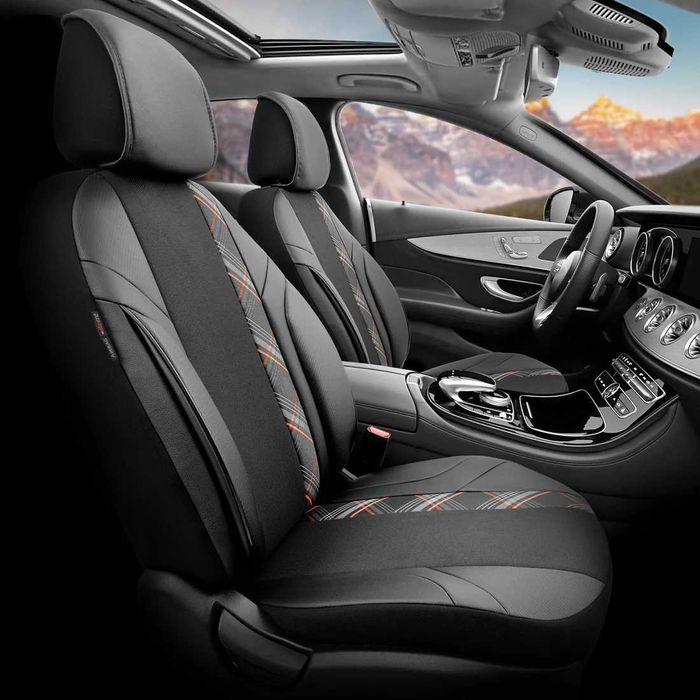 Комплект Тапицерия OTOM Horizon – Черно,Оранжево, Текстил/Кожа