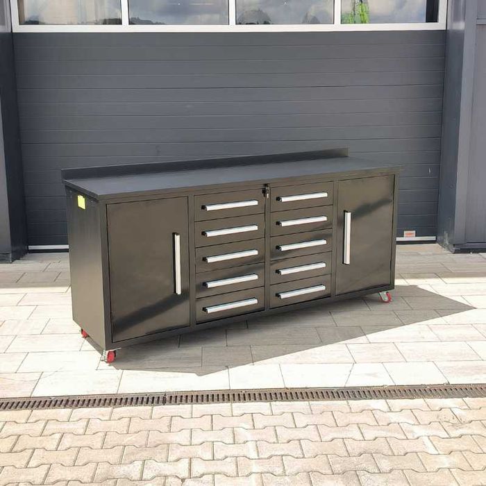 Dulap scule oțel – 10 sertare + 2 compartimente, vopsită în negru