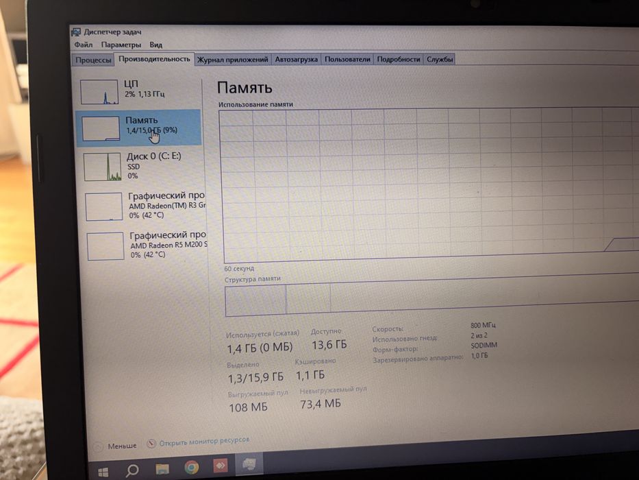 Лаптоп Acer E5-521G SSD 512GB 16GB RAM AMD Radeon R5 M200 + R3 HDMI VGA USB 3.0 батерия 3–4 часа