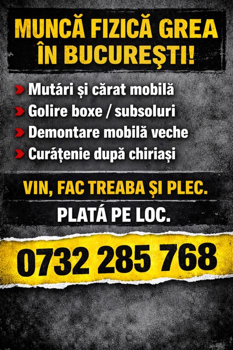 Cărat mobilă, mutări, curățare boxe Bucuresti