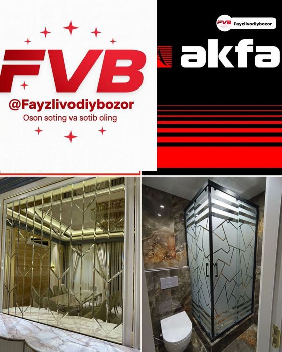 Декоратив ойналар душ кабиналар Акфа эшик ва ромлар