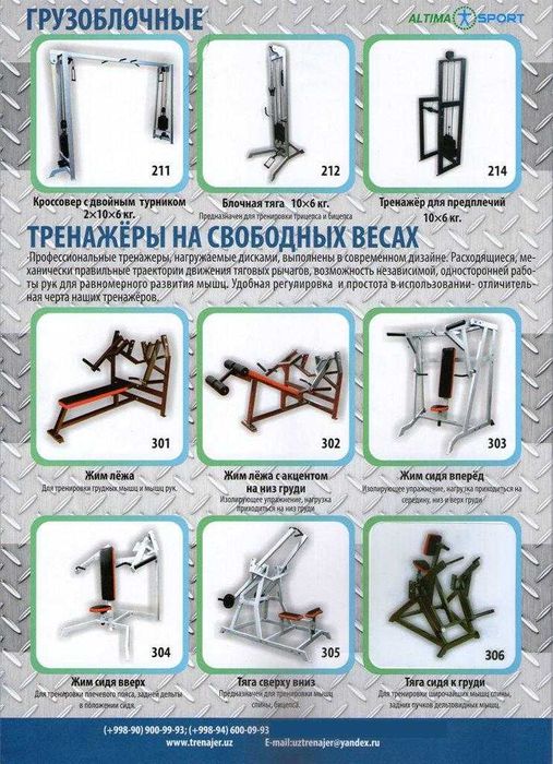 Для зала 70-110 кв.м Комплект Тренажёров Фирма "ALTIMA"
