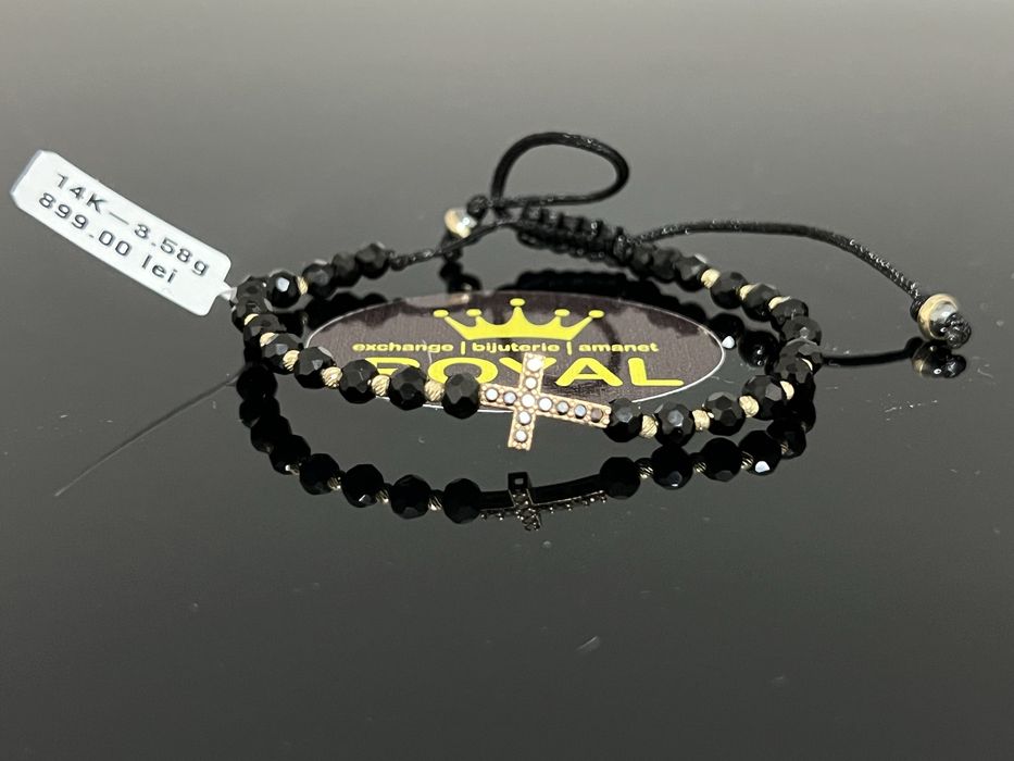 Bijuteria Royal CB : Bratara cu snur bile aur 14k 585 3,58 grame