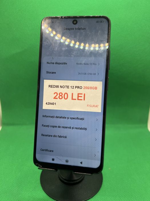 Redmi note 12 pro 256/8gb fisurat•Amanet Lazar Crangasi•42940