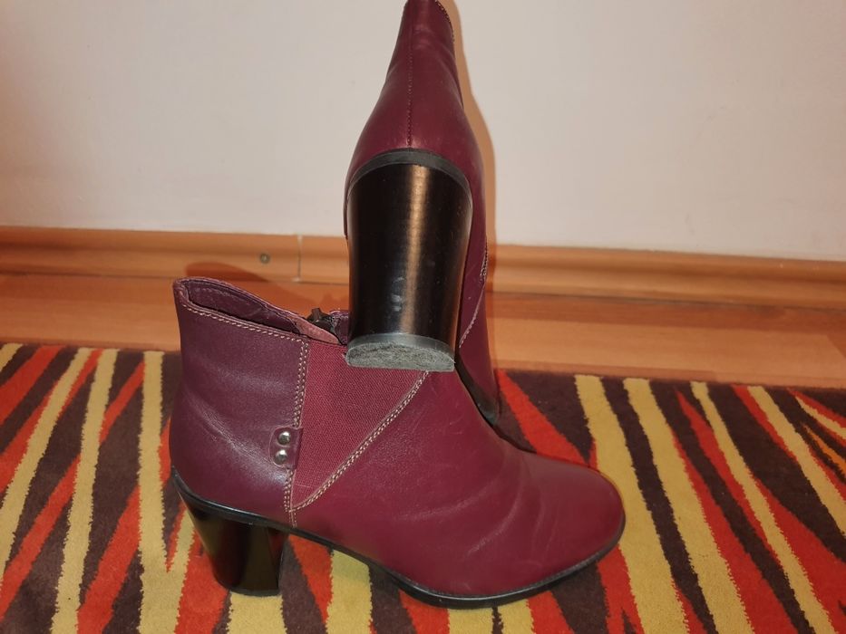 Ghete/ botine dama cu toc grena piele naturala 37