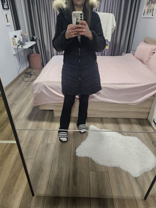 Зимно яке с качулка и пух с подарък дълъг елек