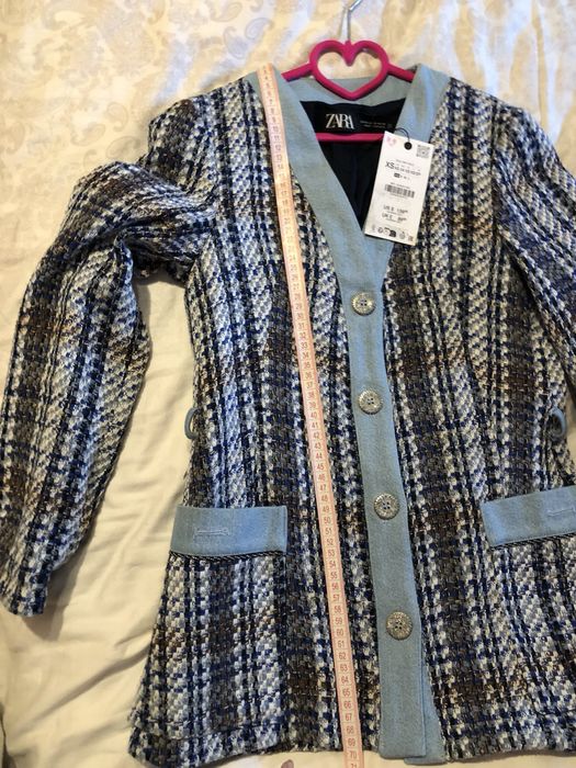 Ново дамско сако тънко палто Zara Зара guess furla син цвят в синьо