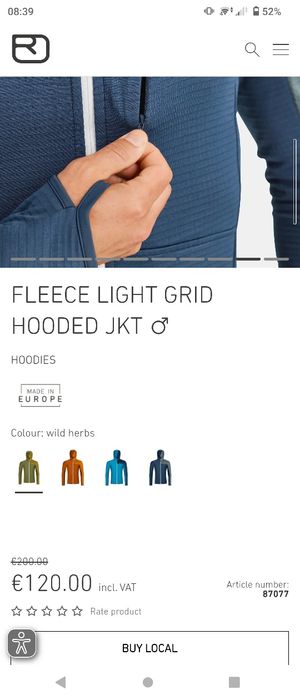 Bluză Ortovox fleece light grid hooded NOUĂ mărime S