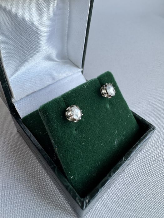 Cercei din aur 14 k si diamante rose cut