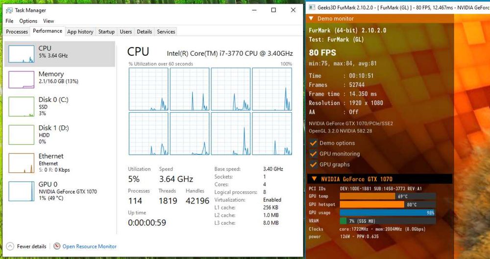 PC Gaming Intel Core i7 3770 + GeForce 1070 + 16 GB RAM + SSD + HDD