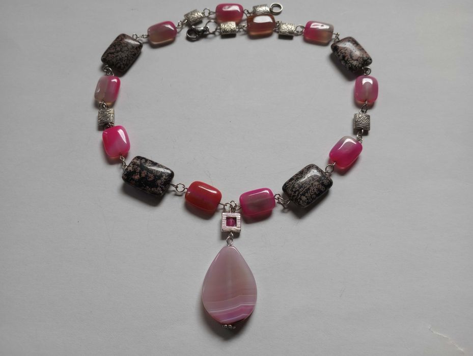 colier lung agate magenta si jasper zebra,chic