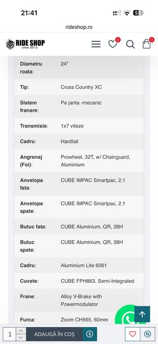 Bicicleta copii Cube Acid 24” 2021