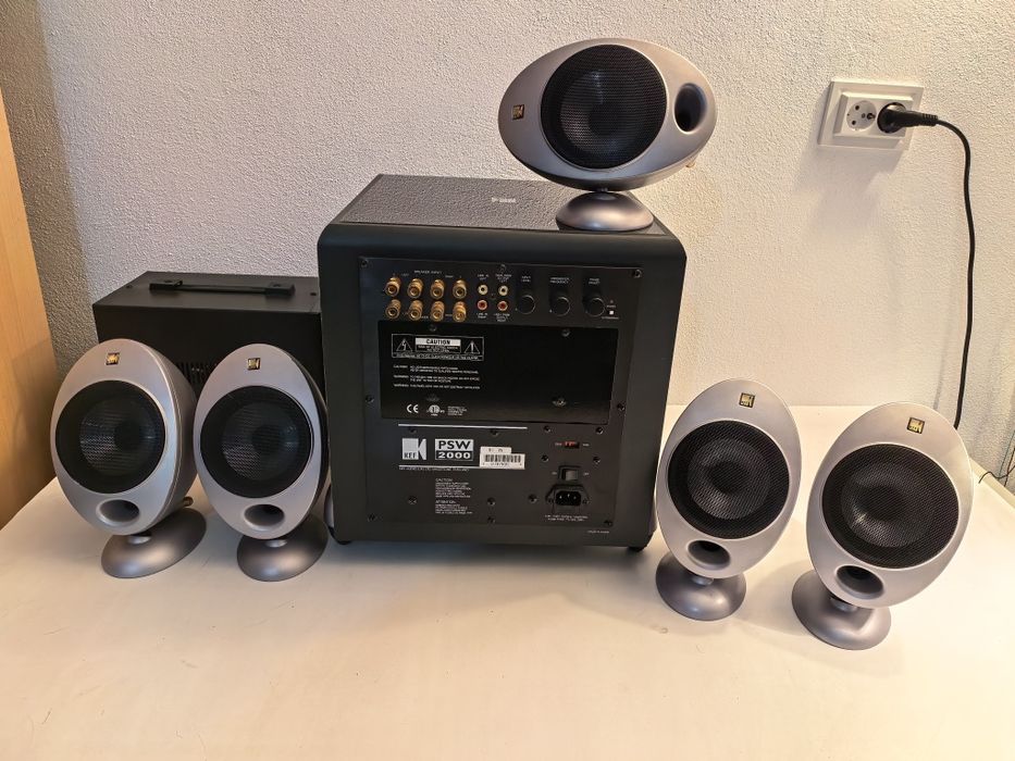 Boxe Kef HTS 2001 si subwoofer PSW 2000 sateliti