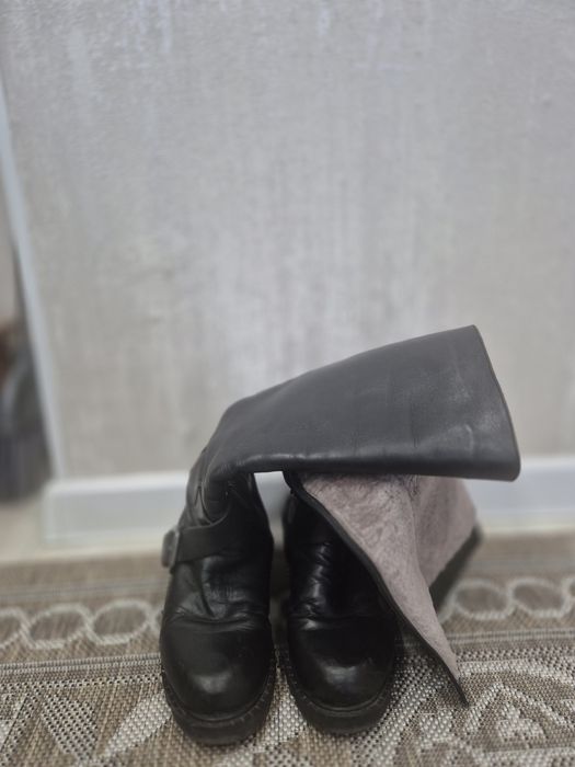 Кожанные сапоги,цигейка