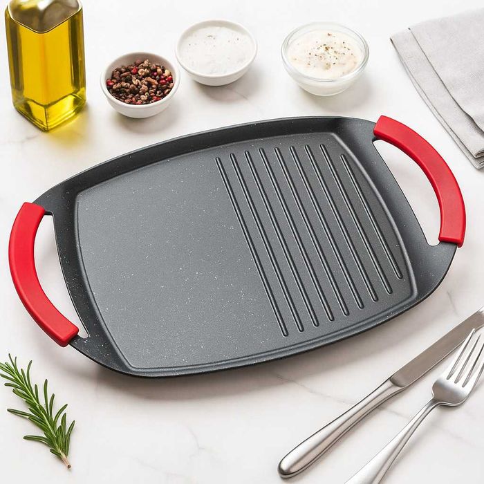 Грил плоча – 47 см с незалепващо покритие и двойна повърхност