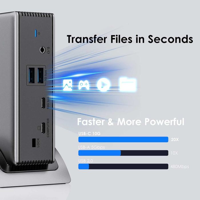 Докинг станция за лаптоп, WAVLINK PD3.1, 2*HDMI + DP, USB-C 10Gb