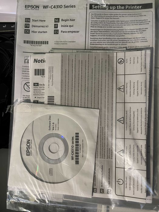 EPSON WorkForce Pro WF-C4310DW + мастило, касети и ресетър за чип на касети.