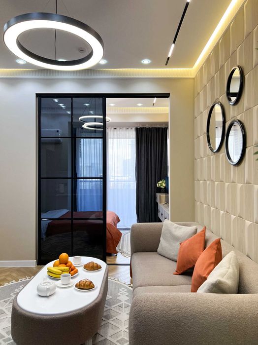 Дизайнерская студия с продуманным интерьером с видом на Ташкент сити