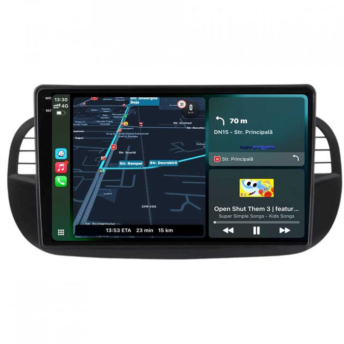 Navigatie Dedicata Fiat 500 (2007-2015) 9Inch, BT, Carplay, Negru