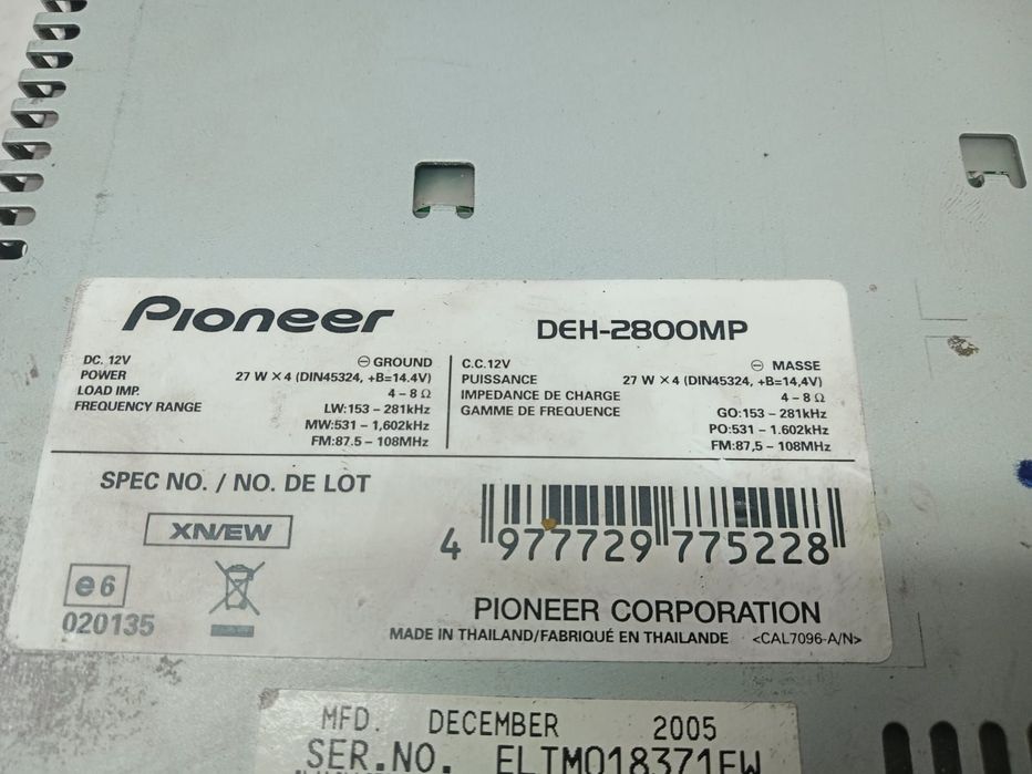 Radio CD Pioneer universal deh-2800mp Dacia Logan 1 [2004 - 2008]