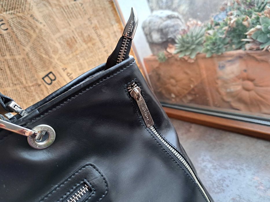 дамска черна чанта,Frederic Paris,кожена-естествена кожа