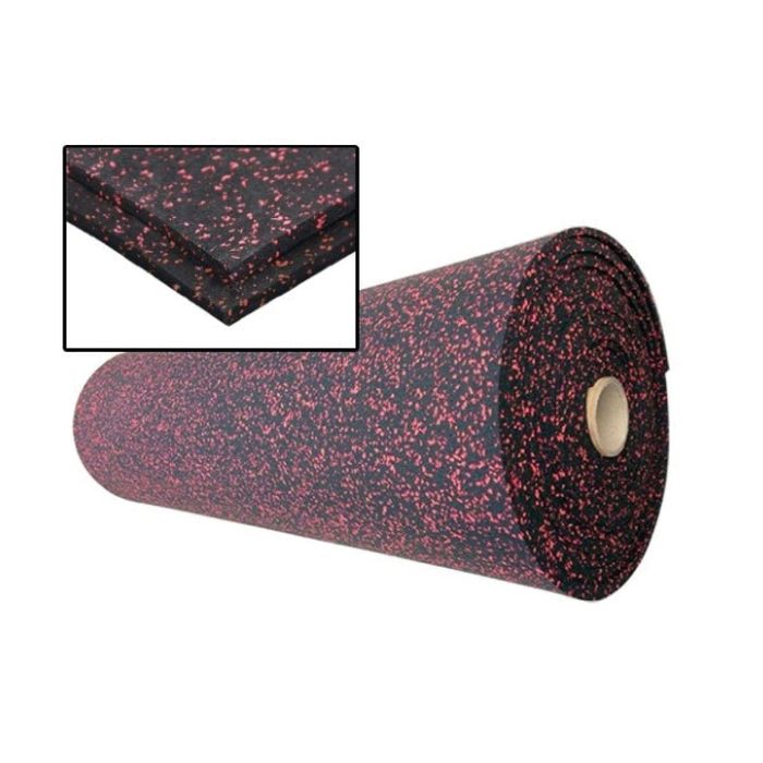 Гумена фитнес настилка на ролка+20% EPDM, 10 мм | 12 кв.м– ЧЕРВЕН ЦВЯТ