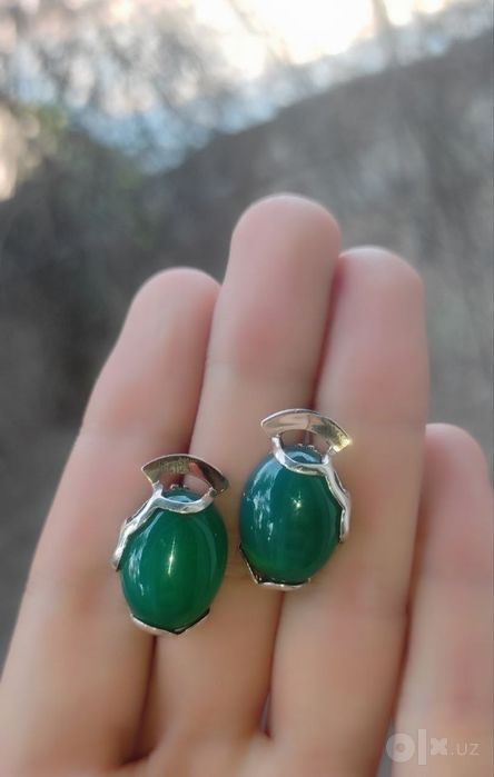 Серебро агат серьги