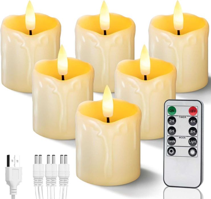 Homemory акумулаторни безпламъчни свещи с таймер, реалистични LED оброчни чаени лампички с батерии