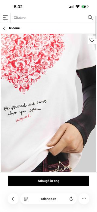 Tricou Desigual red heart NoU original