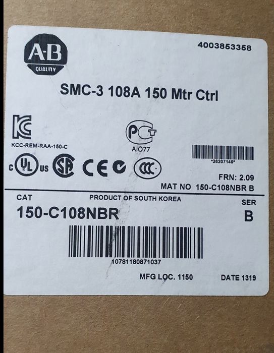 Allen-Bradley SMC-3, 150-C108NBR nou controler inteligent motor 0- 108 A si pompe Verder MAG  GPDM 25.50 special chimic cuplaj magnetic - DN 40 DN 50