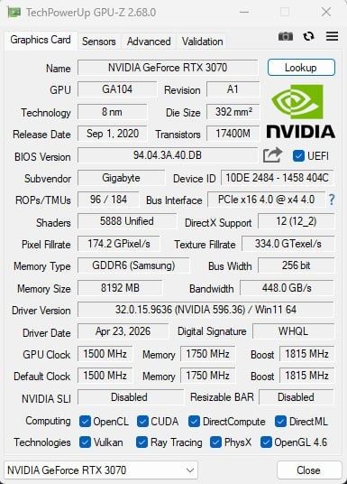 rtx 3070 gigabyte gaming oc