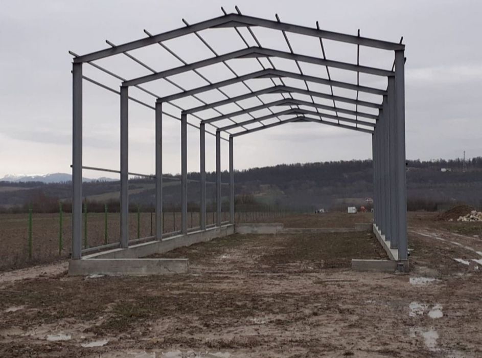Vand hala pe structura metalica destinata pentru servicie auto,state