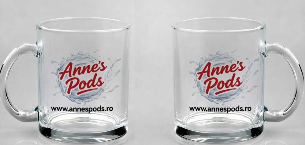 Cana din sticla cu logo