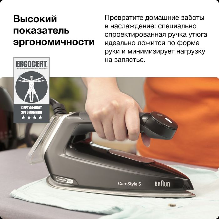 Правой утюг Парогенератор Braun CareStyle 5 IS5249BK
Парогенератор BRA