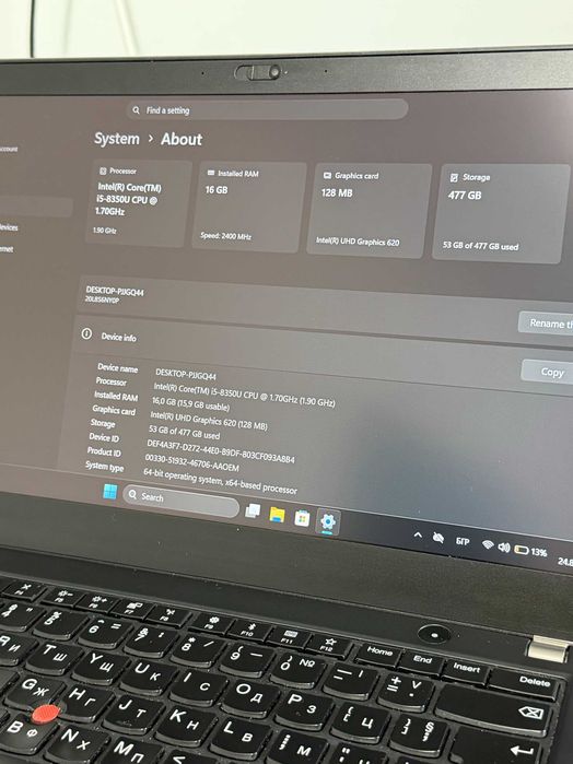 Lenovo ThinkPad T480s | 16 ram | 512gb ssd | i5 8350U | TouchScreen